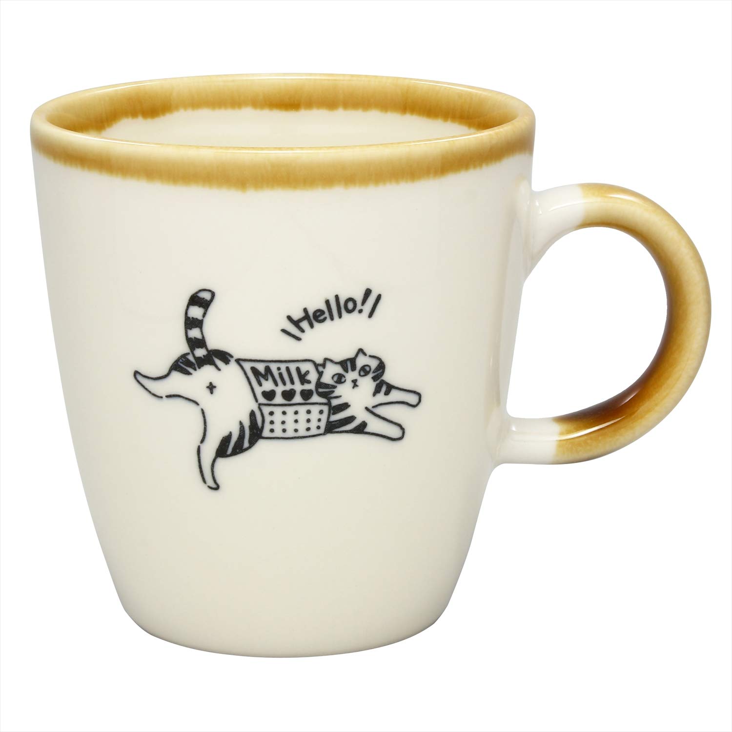 Japanese Mino Ceramic Tea Cup, 270ml Mug Cup, Made in Japan, Funny Cats - Calico Cat K13382