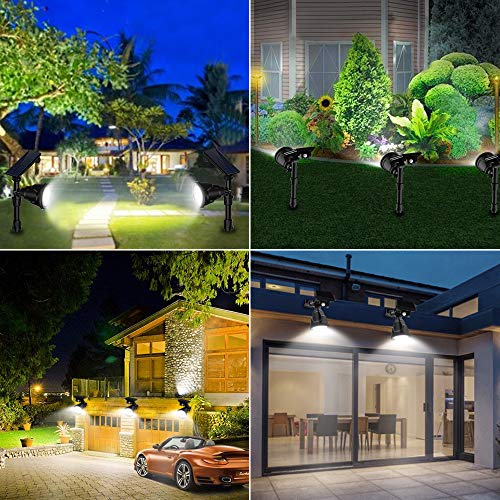 JSOT Solar Spot Lights, Outdoor 18 LED Landscape Lamps Super Bright Spotlight Waterproof Flood Lamp with Motion Sensor for Deck Yard Garden Garage Driveway (White - 4 Pack)