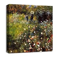 Canvas Wall Art Women in a Garden by Pierre-Auguste Renoir Canvas Prints Home Artwork Decoration for Living Room,Bedroom - 12x12 inches