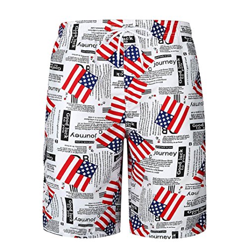 Scaling â˜¸ Men's Fashion Beach Shorts Casual Loose Flag Print Sport Short Pants Elastic Waist Gym Short Trouser by (M)