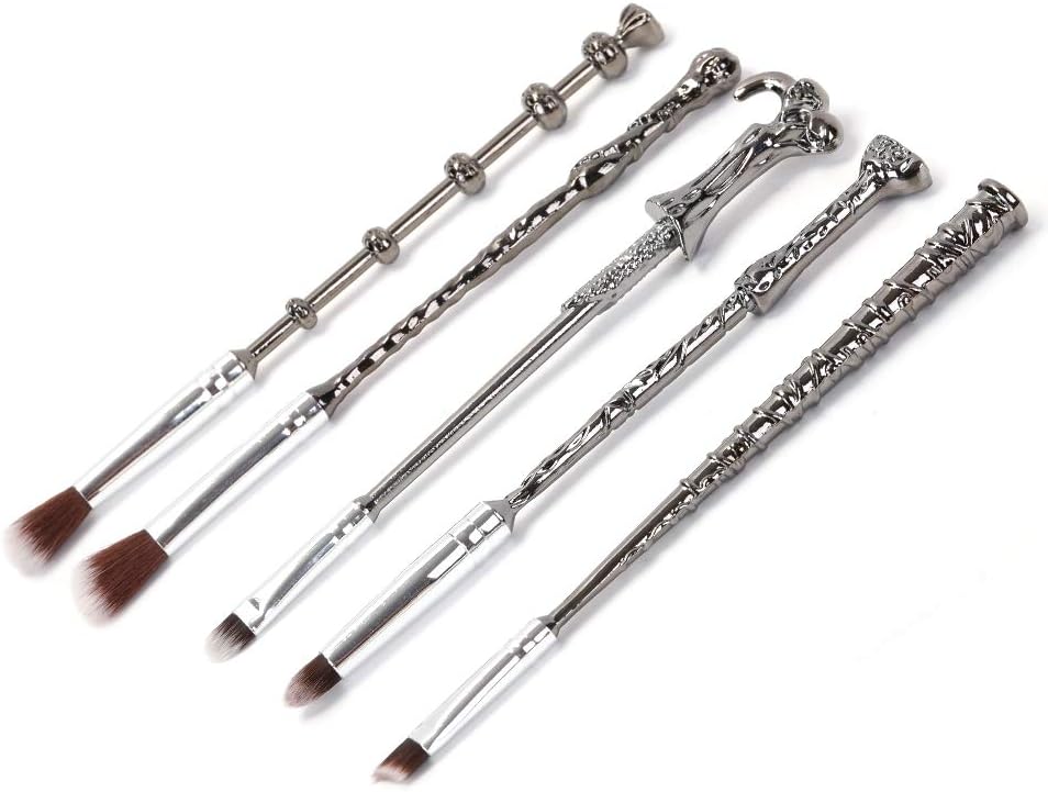 Zhurson Makeup Brush, Magic Wand Brush Gift Set 5 Pcs Nice Hair Bristle Fancy Look, Eye makeup brush with magic wand (black silver) ¡ - Image 3
