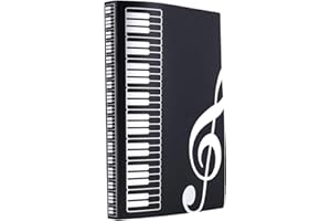 Music Themed Folder Music folder storage Holder,A4 Size Folder,40 Pockets,Treble Clef Folder (Black)