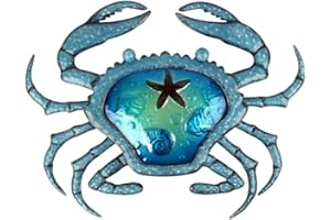 LIFFY Metal Crab Wall Art Decor Ocean Wall Hanging Coastal Wall Sculptures Beach Theme Wall Decoration for Indoor Outdoor Bathroom Bedroom Living Room Garden Pool Patio
