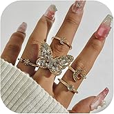 HUASAI Rhinestone Butterfly Rings for Women Gold Statement Rings for Women Stackable Ring Trendy Jewelry Gifts 2025