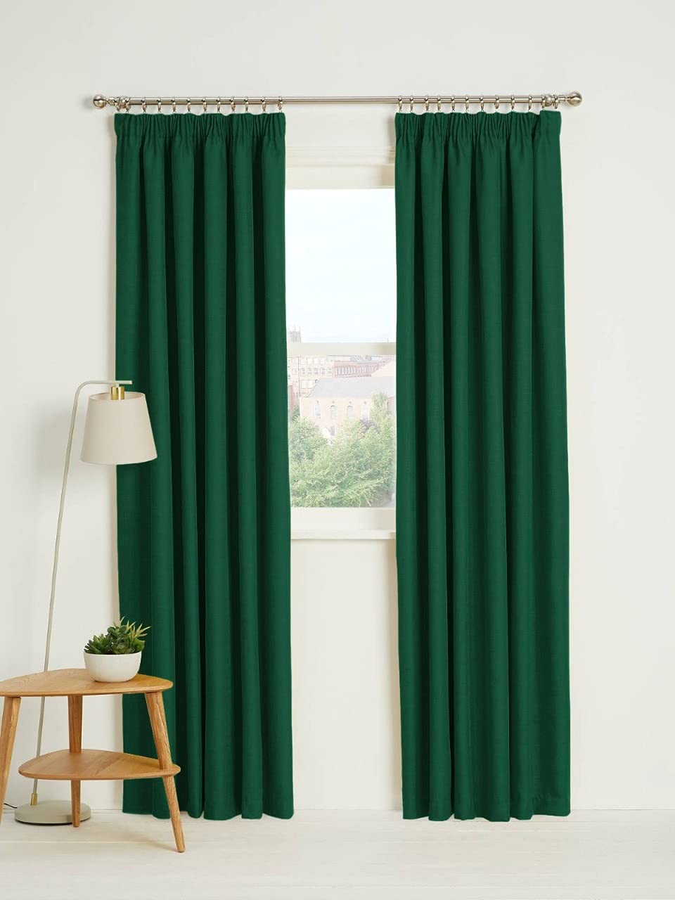 Kinfolk Textile Blackout Thermal Pencil Pleat Tape Top Insulated Pair of Blackout Curtains Including 2 Tiebacks (Emerald Green, 46" x 54")