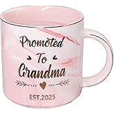 Mugpie Promoted to Grandma 2025 Gifts Coffee Mug - Funny Birthday Gift for Mom Sister Best Friend - Mother's Day Christmas Gifts from Daughter Son Sibling BFF - Baby Shower First Time Grandma Gift