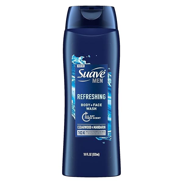 SUAVE BODY + FACE WASH MEN 18 OUNCE REFRESHING CEDARWOOD (532ML)