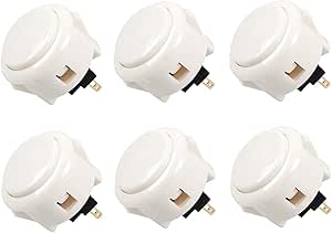 Sanwa 6 pcs OBSF-30 Original Push Button 30mm - for Arcade Jamma Video Game &amp; Arcade Joystick Games Console (White) S@NWA