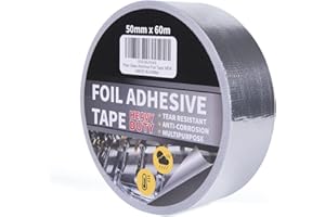 TAPEBEAR Aluminum Foil Heat Shield Tape 2inch x 65Yards, Aluminized Fiberglass Cool Tape 5.5mil Thick Heat Resistant Tape Thermal Barrier for Air Dryer Vent, HVAC, Heating Unit, Hose and Pipe, 196Ft