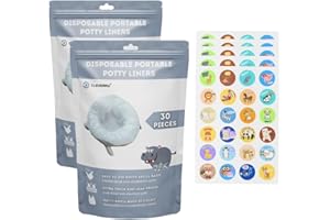 CLEVERRY [60 Pack] Disposable Potty Bags Compatible with OXO Tot 2-in-1 Go Potty and Most Potty Chairs, Absorbant Refill Bags for Portable Travel Potty Toilet | Gift 144 Motivational Potty Training Stickers