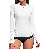 ATTRACO Women Rash Guard Long Sleeve Swimsuits UV UPF 50+ Zipper Swim Shirt Quick Dry Sun Shirts