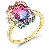 Santuzza 925 Sterling Silver Cluster Gemstone Statement Ring for Women