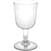 Party Essentials Hard Plastic Two Piece 5.5-Ounce Wine Glasses, Clear, Pack of 50