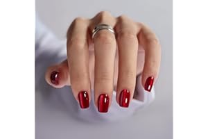 BTArtbox Press On Nails Red - Cat Eye Press On Nails Square for Gifts,Cherry Short Stick On Nails with Glue, Glossy Reusable Nail Tips in 15 Sizes - 30 Soft Gel Fake Nails Kit, Hot Love