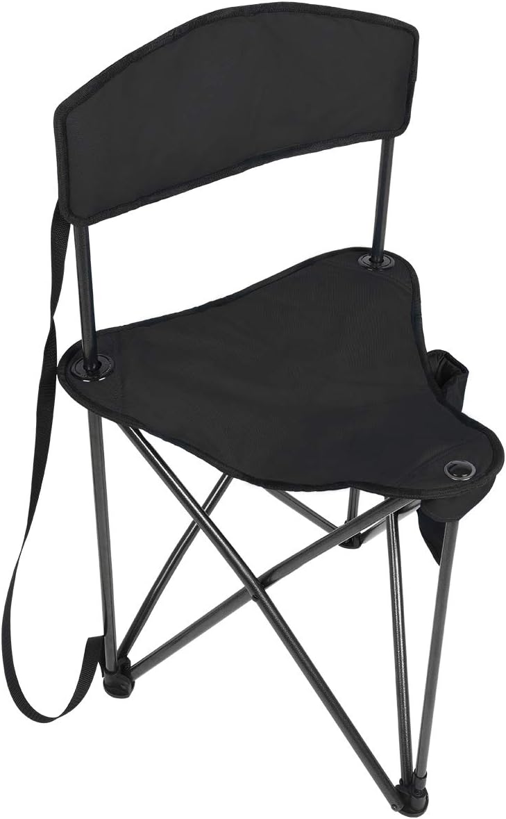 PORTAL Extra Large Quick Folding Tripod Stool with Backrest Fishing Camping Chair with Carry Strap
