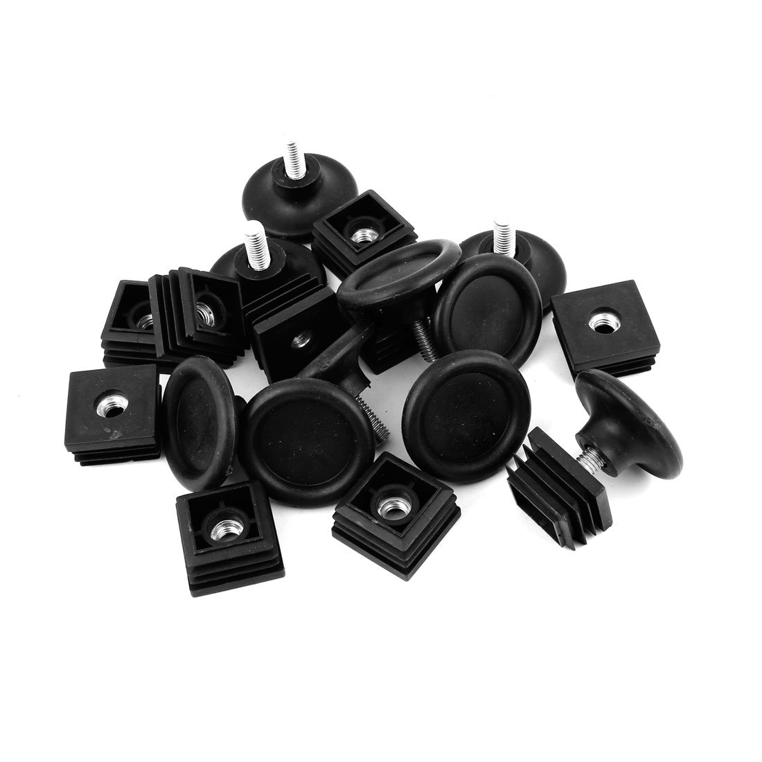 sourcing map 10 Sets 45mm Base Dia Adjustable Leveling Foot 29mmx29mm Square Insert Kit