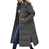 UMIPUBO Women's Long Maxi Down Coat Winter Puffer Jacket Warm Padded Outerwear Faux Fur Removable Hood Parka Full-Zip