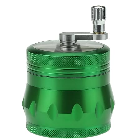 DCOU Handkurbel Premium Mühle unzerbrechlich CNC Aluminium Metall Kräuter Tabak Mahler Schleifer, 4 Teile, Ø55mm (Grün)