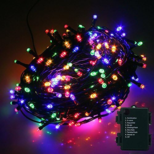 200 LEDs Christmas String Light 65 Ft (20 M), MaLivent 8 Functions Modes Fairy Lights Battery Starry Copper Wire Lights Decorative Low Voltage Power Decorative for Christmas Tree, Halloween(Colorful)