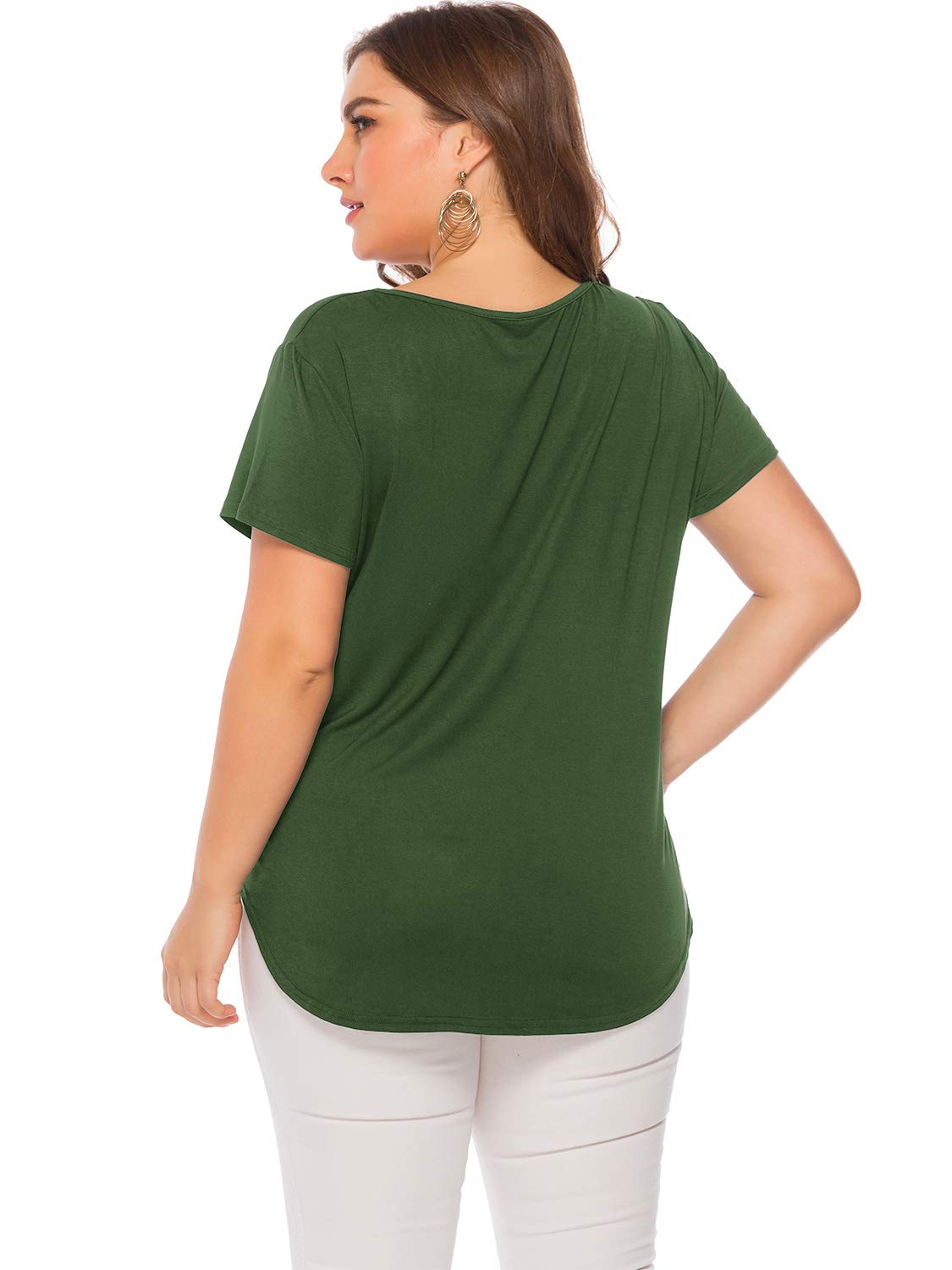 Download Amoretu Women's Plus Size Tops Short Sleeve V Neck Criss ...