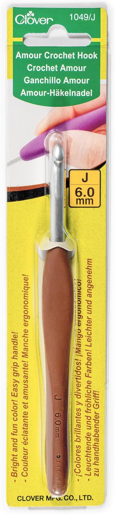 Clover Amour Crochet Hook 6.0mm 1049/J Multicoloured Easy Grip
