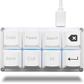 BTXETUEL Copy Paste Search Backspace Save Cut All Enter 8-Key Keyboard SayoDevice One Handed OSU Keypad Programmable Mechanical Shortcut Macro Keyboard for Working and Gaming (White)