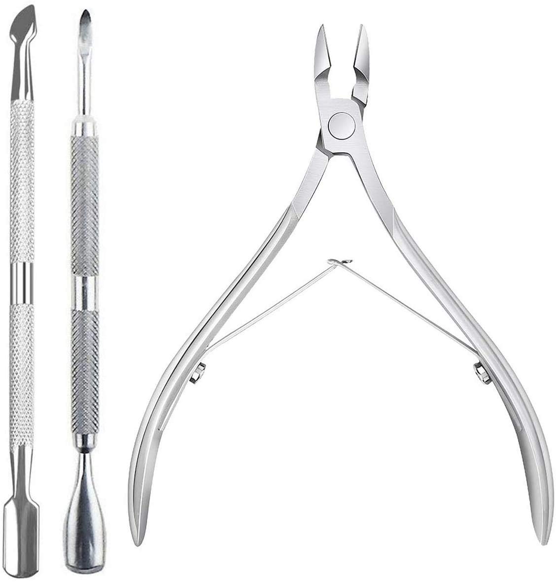 3 PCS Nail Cuticle Spoon Pusher Remover Nail Cut Tool Pedicure Manicure Fingernail & Toenail Clippers Pocket Nail Cuticle Nipper Pack Contains Nail Trimmer : Beauty