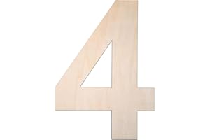 HGWOUY 12 Inch Unfinished Wooden Number 4, 1/4 Inch Thick Blank Wood Numbers for Wall Decor DIY Crafts Project Birthday Wedding Christmas Decorations (4)