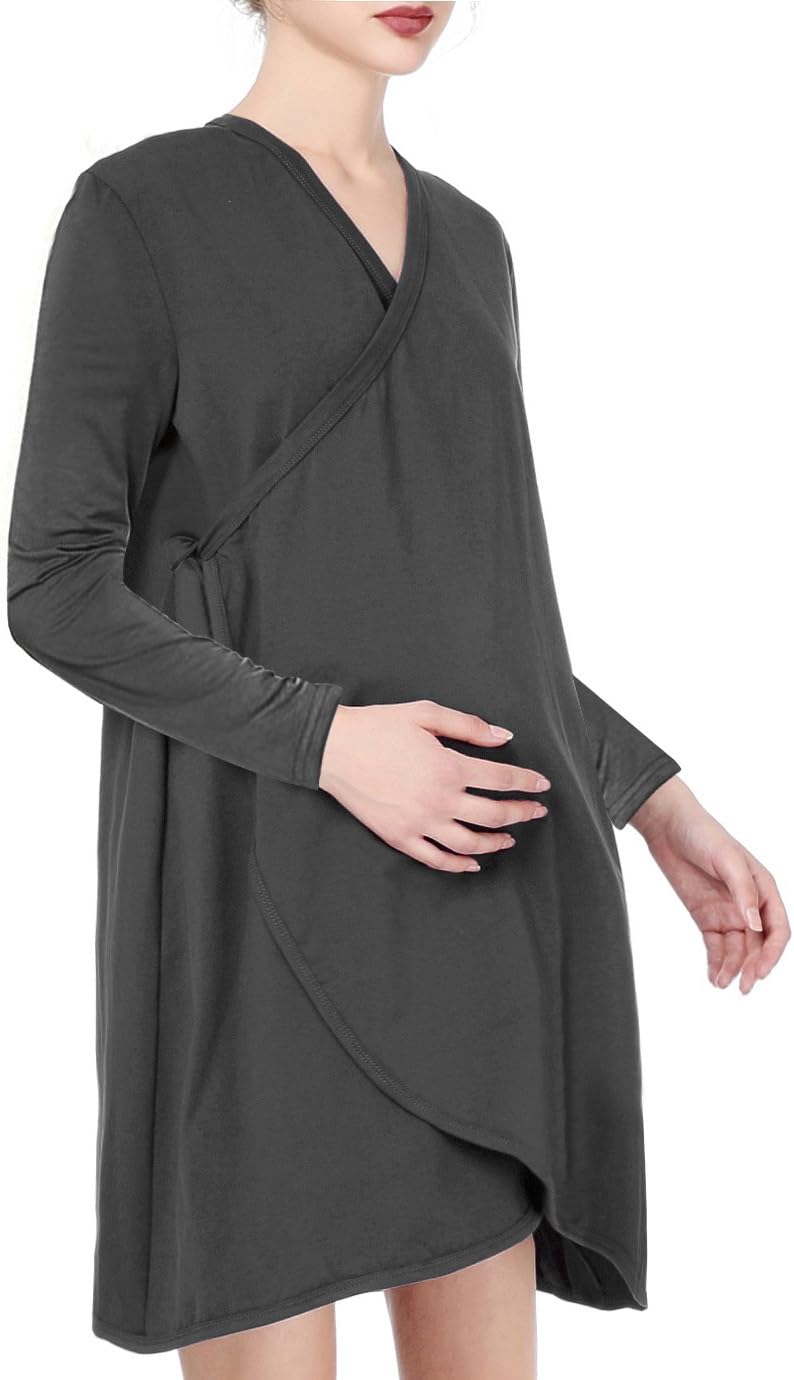 Saifeier Women's Birthing Wrap Hospital Gown- for Pregnancy,Labor,Delivery and Nursing