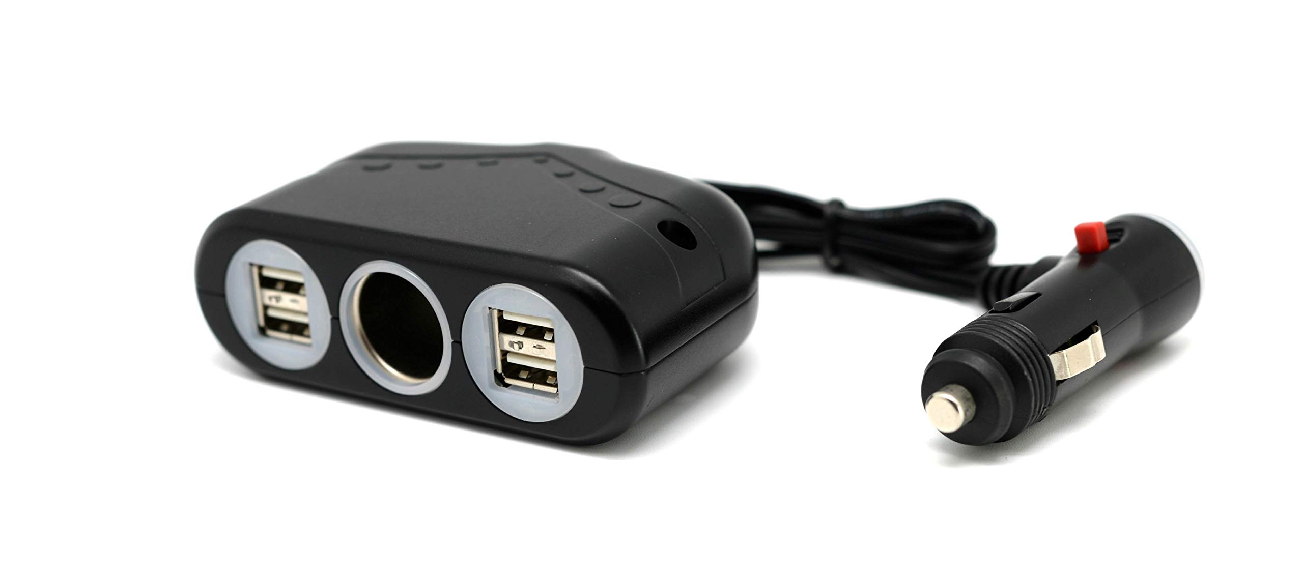 Cliff-Top® 6.6 Amp 12-30v Three Ways Multi-Socket Car Charger - (4 Port USB + 1 Cigarette Socket) Suitable for Auto, Truck, and Marine - Made in Taiwan