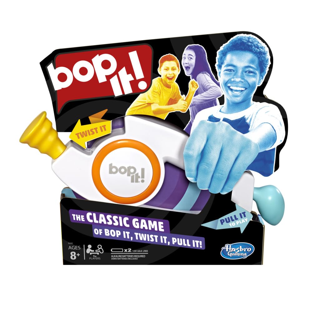 Hasbro Gaming Bop It! Electronic Dexterity Game, Travel Toys for Gids, Sound & Action Fun, Ages 8+, Solo or Group Play