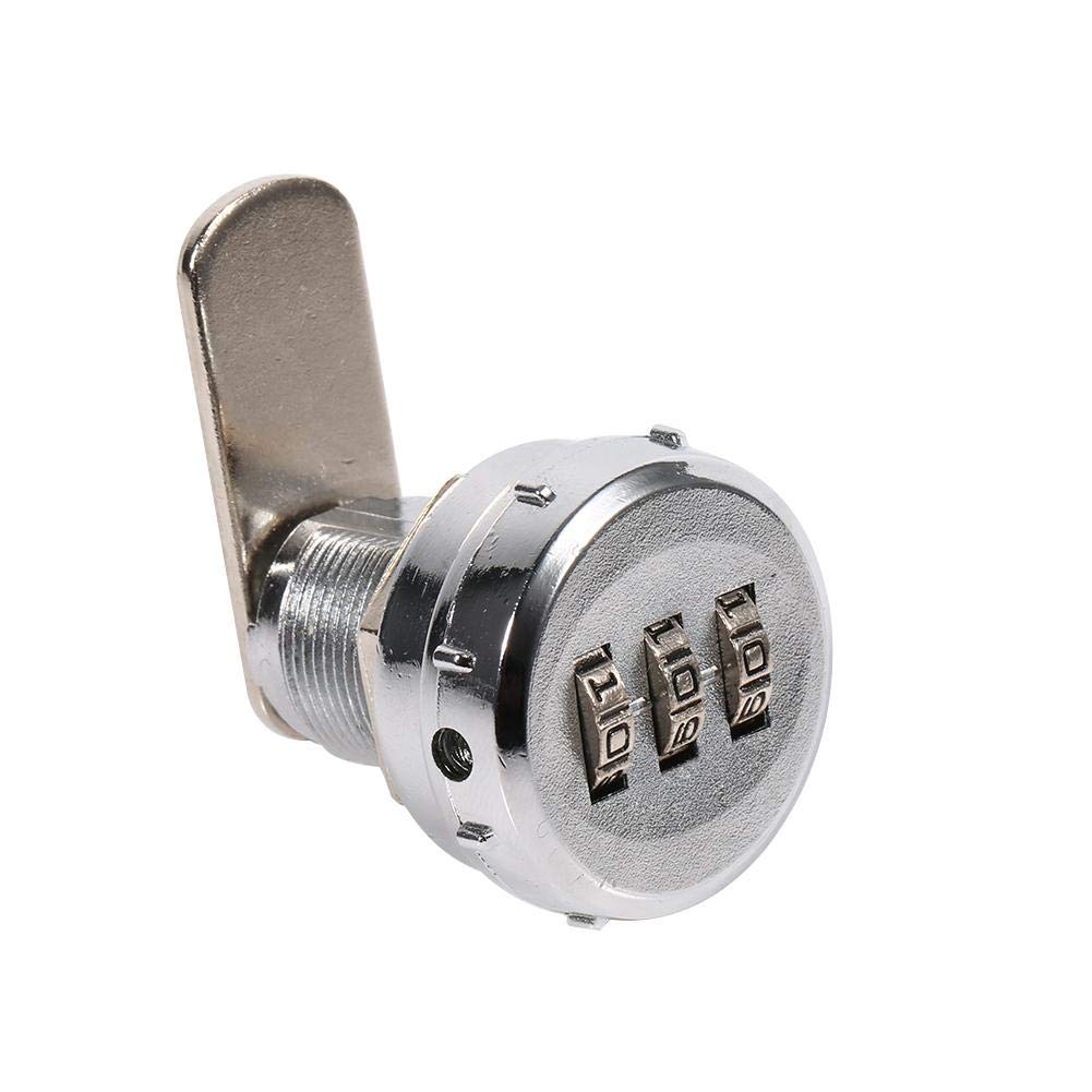 Zetiling 3 Digit Code Lock, Combination Password Locks, Silver Zinc Cam Cabinet Alloy Convenient Password Security Coded Lock(12~16mm)