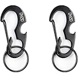DYZD Stainless Steel Bottle Openers Mini Style D Ring Shape Keychains With Key Ring Connectors （Black,2 PCS）