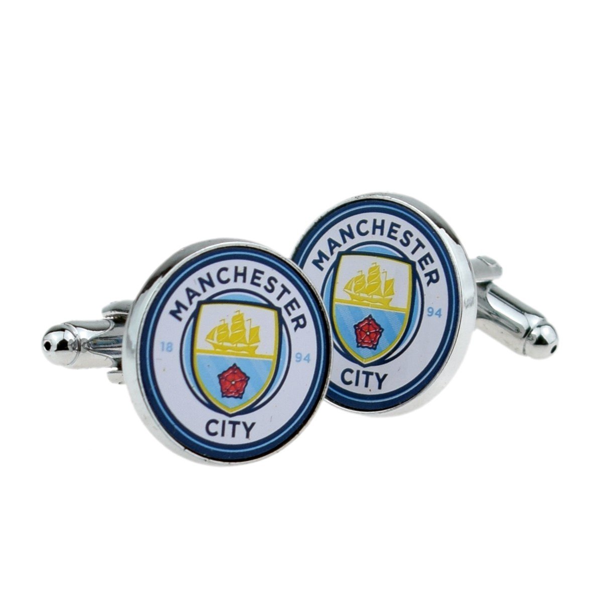 Officially Branded Manchester City FC Cufflinks in a Chrome Cufflink Box - X100MCFC