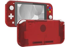eXtremeRate Clear Red DIY Replacement Shell for Nintendo Switch Lite, NSL Handheld Controller Housing with Screen Protector, 