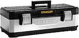 STANLEY Galvanised Toolbox Chest 26 inch Heavy Duty Hinge Portable Tote Tray