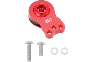 LT Easiyl Aluminum Alloy 25T Servo Saver 3 Holes Adjustable Hi Torque Servo Horn 25T Adjustable Arm for 1/8 1/10 Remote Control Car Boat Helicopter, Red