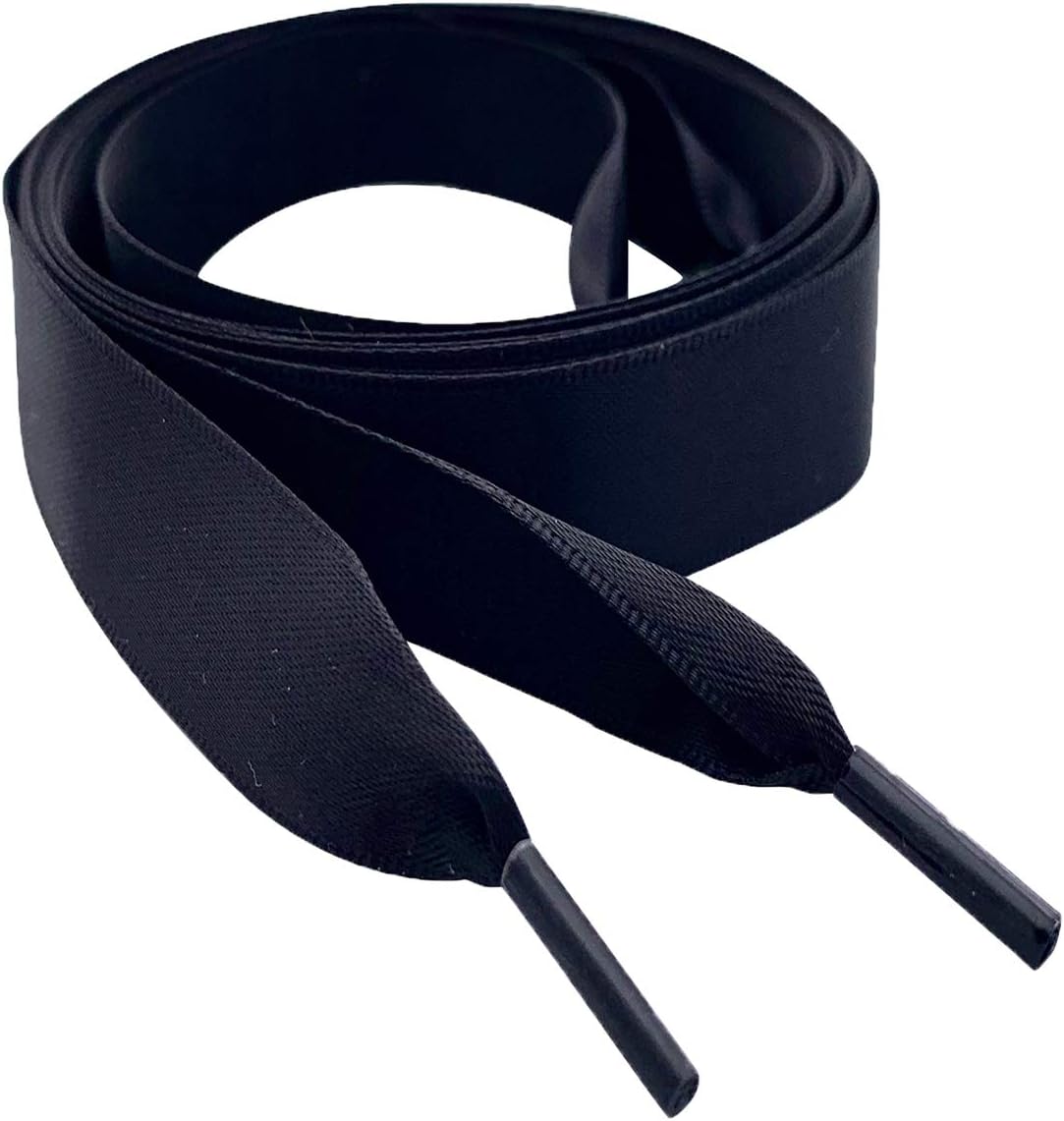 Pimp My ShoesBlack Flat Satin Ribbon Bootlaces, Shoelaces My Ribbon Laces™ for Women & Mens 3 6 8 10 Eyelet Style Boots Trainers Sneakers