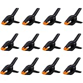 12 Pack 2.5 inch Plastic Spring Clamps, Black Heavy Duty Spring Clips Clamps for Balloon Arch, Crafts, Backdrop Stand, Woodworking, Photography Studios, Home Improvement