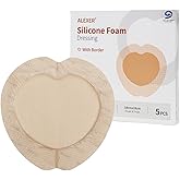 Jointown Foam Absorbent Wound Care Dressing, Adhesive Silicone Sacral Foam Dressing with Border, Waterproof Bed Sore Bandages, 7"x7", 5 PCS