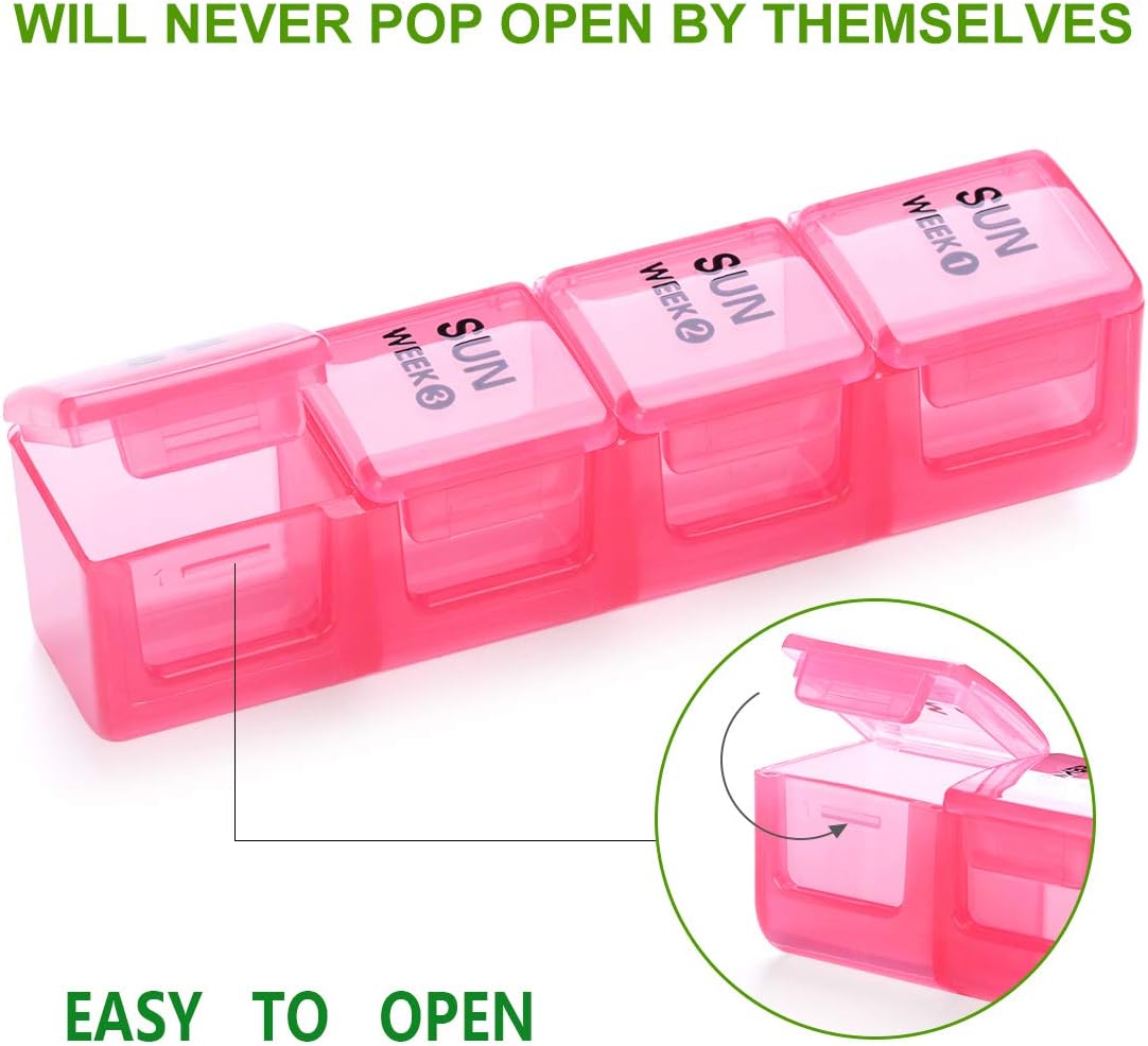 Monthly Pill Organizer 28 Day Case, Sukuos Moisture-Resistant Large 4 Week Month Pill Cases with Dust-Proof Box for Pills/Vitamin/Fish Oil/Supplements: Health & Personal Care