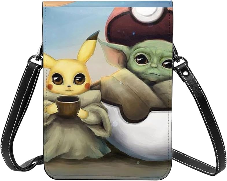 Baby Yoda Star The Wars Pikachu Crossbody Bags Lightweight Small Passport Purse Leather Wallet