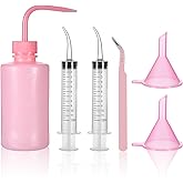 6 Pcs Snow Globe Tumbler Supplies, DIY Glitter Snow Globe Tumbler Kit, Including Plastic Squeeze Bottle Funnel Tweezers Elbow Syringe for DIY Customized Crafts Cup Making Supplies Gifts(Pink)