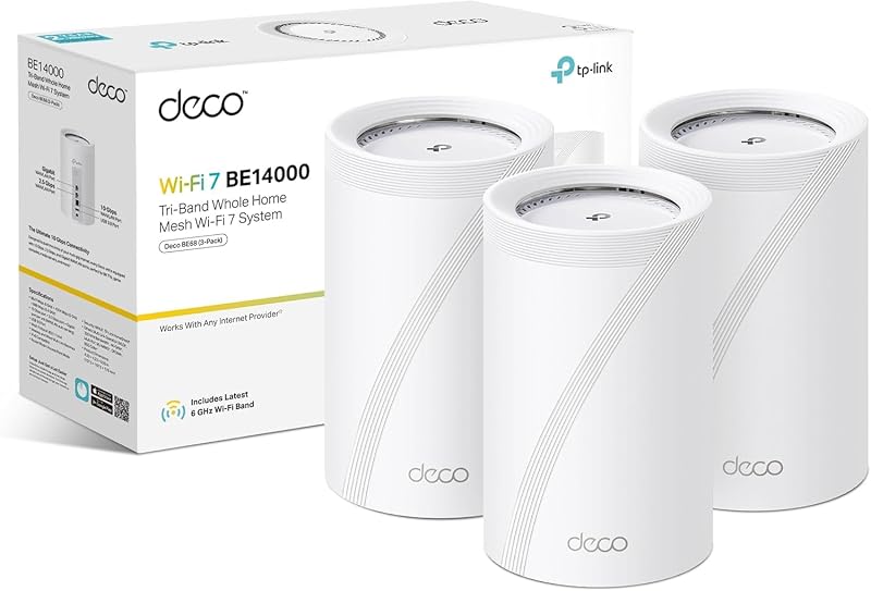 TP-Link Deco BE68 BE14 3-pack WiFi 7 Mesh System 10Gbps Ports VPN App