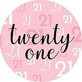 Pink 21st Birthday Stickers – 40 Count, 1.75" Round Thank You Labels for Party Favors, Candy, and Envelopes for Her Celebration