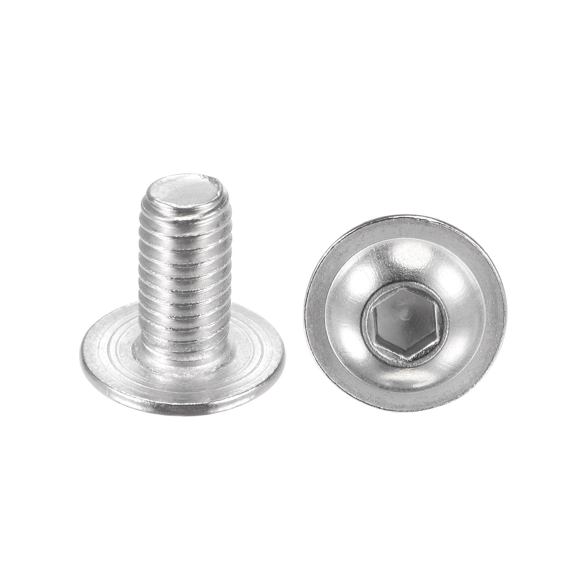 sourcing map Flanged Button Head Socket Cap Screws, M8x16mm Hex Socket Drive Screw, 304 Stainless Steel Fasteners Bolts, Fully Threaded Machine Screw 20Pcs