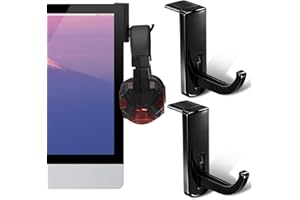 GRIRIW Headphone Stand Hangers 5Pcs Plastic Over Ear Headset Mount Hooks for Computer Monitor Easy