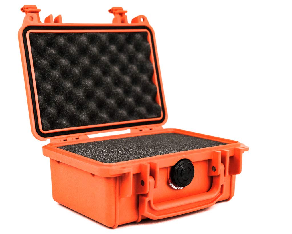 PELI 1120 Hard Protective Case, IP67 Watertight and Dustproof, 5L Capacity, Made in US, With Customisable Foam Insert, Orange