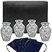 Trupoint Memorials Small Urns for Human Ashes Keepsake, Decorative Mini Cremation Urn for Adult Men & Women – Set of 4, Silver Birds