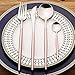 Stainless Steel Flatware Set, Morgiana 4-Piece Flatware Cutlery Set Including Fork Spoons Knife Tableware for Home,Hotel,Restaurant (Pink+Silver 1)